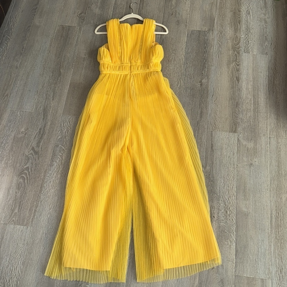 Anthropologie Hutch Pleated Tulle Jumpsuit bright yellow statement bold size 2 - Picture 14 of 14